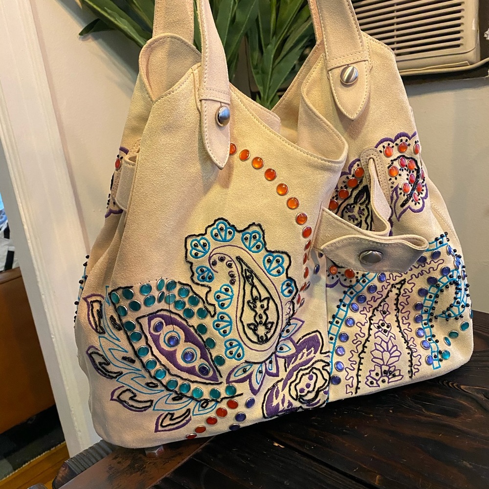 Diane Von Furstenberg large suede satchel.